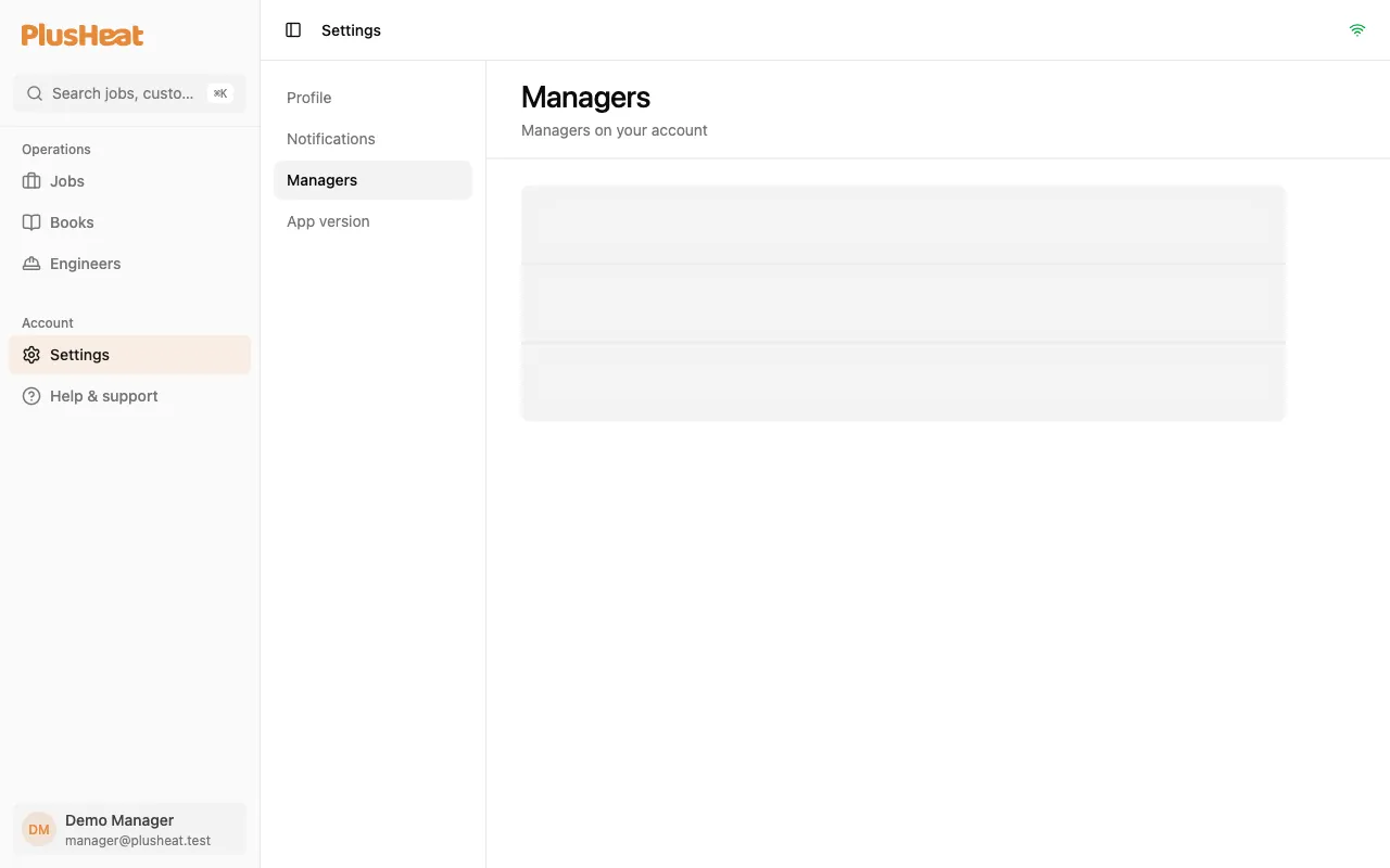 Settings › Managers