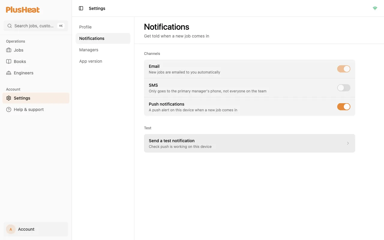 Settings › Notifications